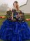 Dazzling Floor Length Ball Gowns Sleeveless Blue And Black Quinceanera Dress Lace Up