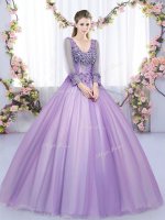 Most Popular Floor Length Ball Gowns Long Sleeves Lavender Vestidos de Quinceanera Zipper