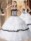 Floor Length White 15th Birthday Dress Organza Sleeveless Embroidery and Ruffled Layers