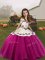 Inexpensive Fuchsia Sleeveless Floor Length Embroidery Lace Up Little Girls Pageant Dress