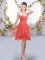 Coral Red Sweetheart Neckline Ruffles and Ruching Damas Dress Sleeveless Lace Up