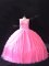 Flirting Ball Gowns Sleeveless Rose Pink 15 Quinceanera Dress Court Train Lace Up