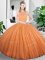 Floor Length Orange Quinceanera Gown Scoop Sleeveless Zipper