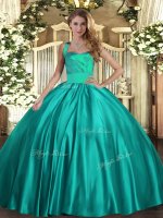Turquoise Sleeveless Ruching Floor Length 15th Birthday Dress(SKU SJQDDT1645002-3BIZ)