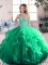 Enchanting Scoop Sleeveless Tulle Ball Gown Prom Dress Beading and Ruffles Lace Up