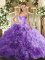 Inexpensive Lavender Ball Gowns Fabric With Rolling Flowers Sweetheart Sleeveless Beading Floor Length Lace Up Quinceanera Dress