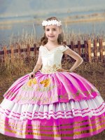 Amazing Lilac Ball Gowns Satin Off The Shoulder Sleeveless Embroidery Floor Length Lace Up Little Girl Pageant Gowns(SKU XBLD022-8BIZ)