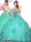 Fancy Turquoise Sweet 16 Dresses Military Ball and Sweet 16 and Quinceanera with Beading Sweetheart Sleeveless Lace Up