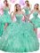 Trendy Four Piece Apple Green Sweetheart Lace Up Beading and Ruffles Ball Gown Prom Dress Sleeveless