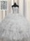 Attractive Visible Boning Sweetheart Sleeveless Tulle Sweet 16 Dress Beading and Ruffles and Sequins Lace Up