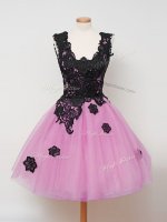 Lilac Zipper Damas Dress Lace Sleeveless Knee Length