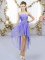 Lavender Chiffon Lace Up Sweetheart Sleeveless High Low Quinceanera Court of Honor Dress Beading