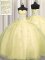 Really Puffy Light Yellow Ball Gowns Organza Sweetheart Sleeveless Beading and Appliques Floor Length Zipper 15th Birthday Dress