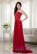 KaneoheHawaii/HI Gorgeous Wine Red Column Strapless Quinceanera Dama Dress Brush Train Taffeta and Chiffon Bow Knot Beading