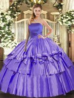 Sleeveless Lace Up Floor Length Ruffled Layers Sweet 16 Dress