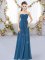 Sophisticated Sleeveless Floor Length Ruching Zipper Dama Dress for Quinceanera with Teal