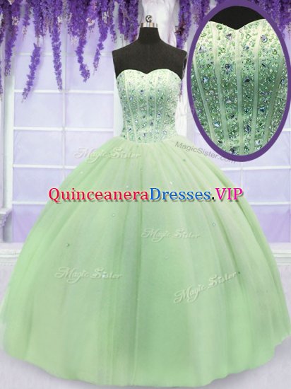 Yellow Green Lace Up Quinceanera Dresses Beading Sleeveless Floor Length - Click Image to Close