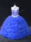 Ideal Blue Halter Top Neckline Beading and Appliques Vestidos de Quinceanera Sleeveless Backless