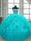 Aqua Blue Ball Gowns Sweetheart Sleeveless Organza Floor Length Lace Up Beading and Appliques and Pick Ups Sweet 16 Dresses