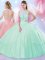 Modern Apple Green Sleeveless Tulle Lace Up Quinceanera Gown for Military Ball and Sweet 16 and Quinceanera