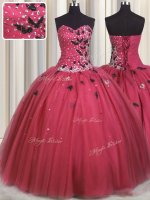 Classical Coral Red Sweetheart Neckline Beading and Appliques Quinceanera Gown Sleeveless Lace Up