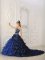 Anamosa Iowa/IA Perfect Royal Blue Appliques Chapel Train Quinceanera Dress For Sweetheart Taffeta and Organza Ball Gown