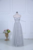 Grey Zipper Vestidos de Damas Ruching Sleeveless Floor Length(SKU SWBD196-5BIZ)
