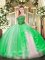 Strapless Sleeveless Lace Up 15th Birthday Dress Green Tulle