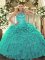 Sleeveless Lace Up Floor Length Beading and Embroidery and Ruffles Ball Gown Prom Dress