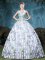 Fitting Straps Sleeveless Tulle Floor Length Lace Up Quinceanera Gown in Multi-color with Appliques and Pattern