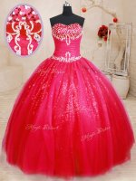 Captivating Tulle and Sequined Sleeveless Floor Length Vestidos de Quinceanera and Beading(SKU PSSW0218-1BIZ)
