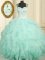 Suitable Floor Length Aqua Blue Sweet 16 Dress Straps Sleeveless Zipper