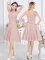 Elegant A-line Damas Dress Pink Sweetheart Chiffon Sleeveless Knee Length Zipper