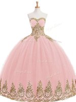 Dynamic Sweetheart Sleeveless Tulle Sweet 16 Dress Appliques Lace Up