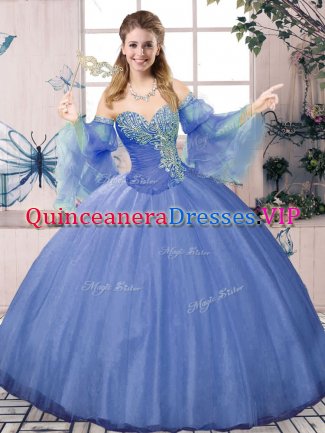 Luxurious Sweetheart Sleeveless Tulle Quinceanera Dress Beading Lace Up