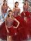 Burgundy Organza Zipper Sweet 16 Quinceanera Dress Sleeveless Floor Length Beading and Ruffles