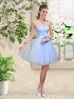 Perfect Sweetheart Sleeveless Lace Up Vestidos de Damas Lavender Tulle