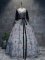 Grey V-neck Lace Up Belt 15 Quinceanera Dress 3 4 Length Sleeve