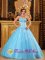 Baby Blue and White Appliques Ruching Bodice For Quinceanera Dress With Sweetheart Neckline and Tulle Skirt In Amityville New York/NY