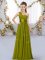 Affordable Olive Green One Shoulder Lace Up Belt Dama Dress Sleeveless