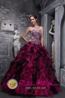 Lockhart TX Leopord and Deaded Decorate Bodice Ruffles Wild Fushsia Quinceanera Dress Custom Made