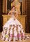Albox Spain Taffeta and Leopard Ruffles Beaded Decorate Bust Droped Waist Ball Gown Brush Train For Quinceanera Dress
