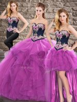 Purple Sweetheart Lace Up Beading and Embroidery Sweet 16 Dress Sleeveless