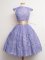 High End Knee Length Ball Gowns Cap Sleeves Lavender Quinceanera Dama Dress Lace Up