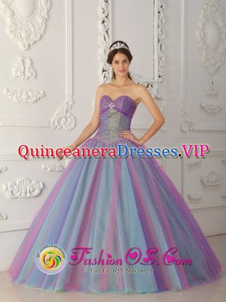 Plainview TX Multi-color Christmas Party Dress For Elegant Style Sweetheart Tulle Beading Stylish Ball Gown