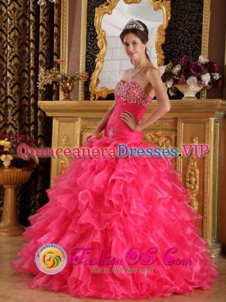 Lavenham East Anglia Beautiful Mermaid Ruffles and Beaded Decorate Bust Sweet 16 Dresses With Sweetheart Florr-length