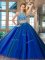 Tulle Scoop Sleeveless Backless Beading Sweet 16 Dresses in Royal Blue