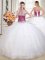 Stylish Sleeveless Tulle Floor Length Lace Up Ball Gown Prom Dress in White with Beading