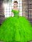 Green Sleeveless Tulle Lace Up Sweet 16 Dresses for Military Ball and Sweet 16 and Quinceanera