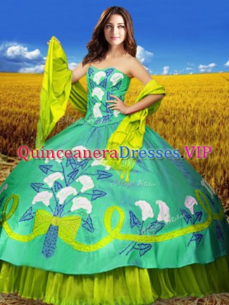 Noble Multi-color Sweetheart Neckline Embroidery Sweet 16 Dresses Sleeveless Lace Up